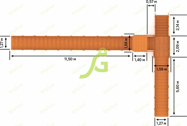 Зимняя деревянная горка "IgraGrad Snow Fox 12 м" с двумя скатами мод.2