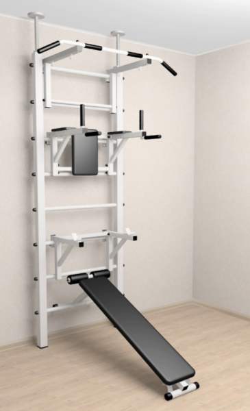 Шведская стенка Sv Sport враспор (Турник стандарт/Брусья/Стойка/Скамья) (258-275 см) арт.707