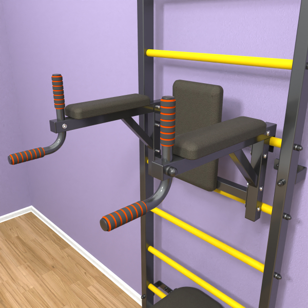 картинка Шведская стенка «LittleSport» ПУ 3.0 Графит желтые ступени от магазина Лазалка