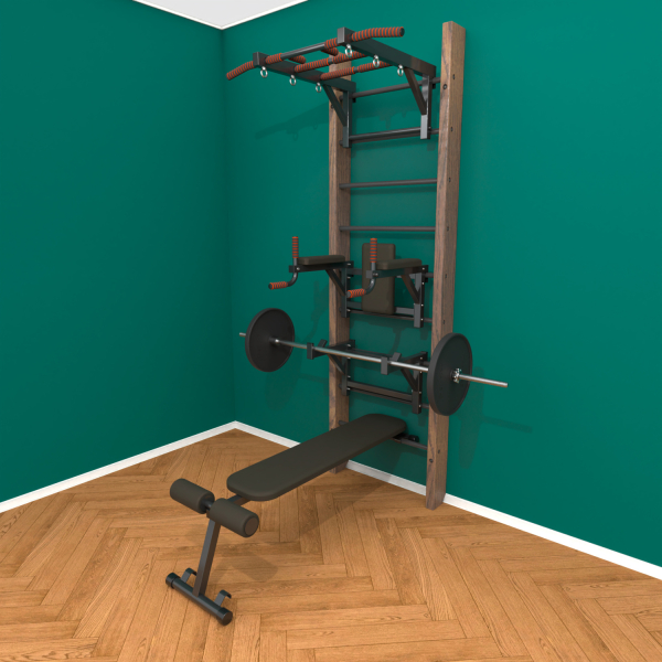 Брашированная шведская стенка "Кастерли" Классик ТБCШ (Черные ступени)