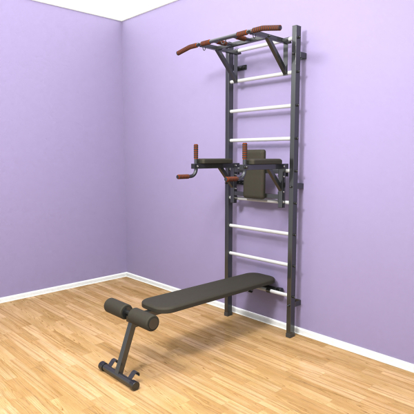 Шведская стенка «LittleSport» ПУ 3.0 Графит белые ступени