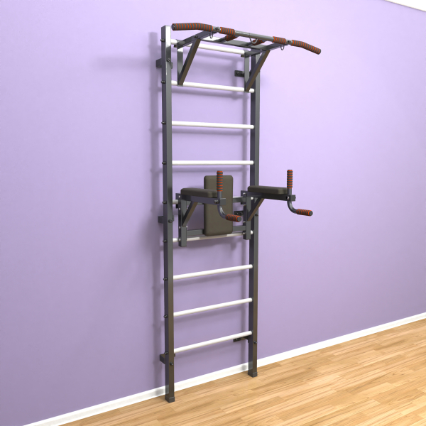 Шведская стенка «LittleSport» ПУ 2.0 Графит белые ступени