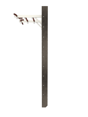 Брашированная шведская стенка "Кастерли" Черный с турником (Белые ступени)