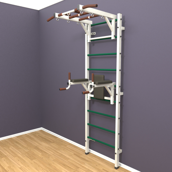 Шведская стенка «LittleSport» Л 2.0 Белый зеленые ступени