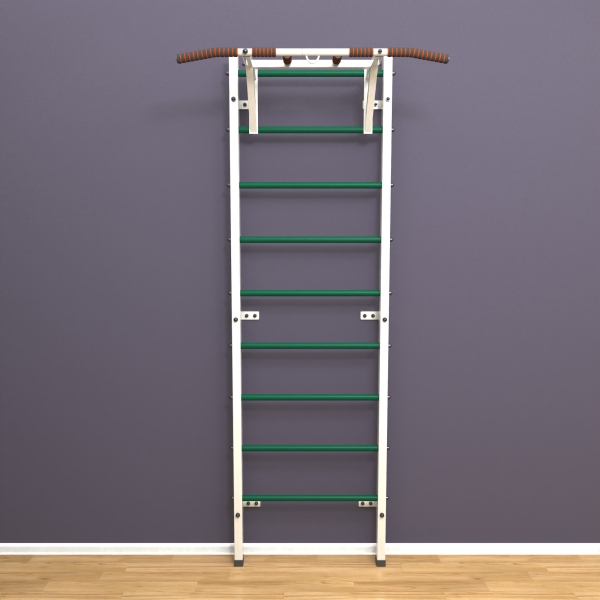 Шведская стенка «LittleSport» ПУ Белый зеленые ступени