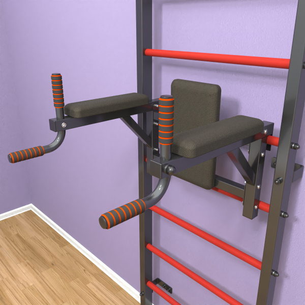 Шведская стенка «LittleSport» ПУ 2.0 Графит красные ступени