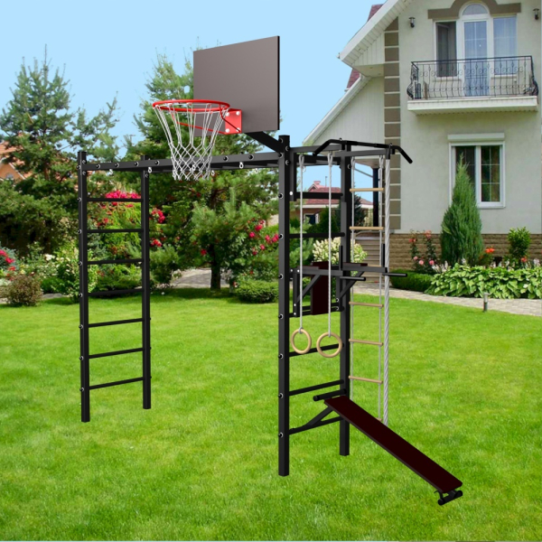 картинка Уличная шведская стенка Sv Sport рукоход У510 (Турник/Брусья/Скамья/Канат/кольца/лестница) от магазина Лазалка