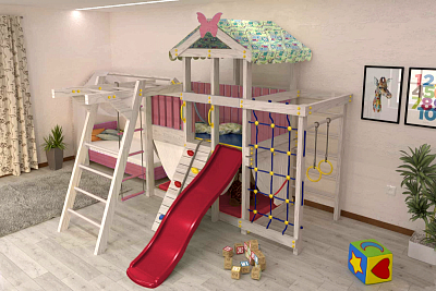 Детский ДОМАШНИЙ игровой комплекс - чердак ДК2Р (Розовый)