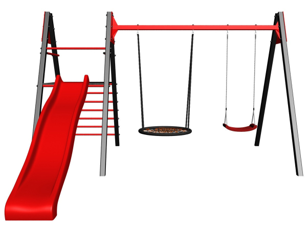 картинка Уличные качели Sv Sport Maxi с горкой УК145.5В2 (4.0м/Гнездо 115см/"Лодочка"/Подвесы на втулке 2к) от магазина Лазалка