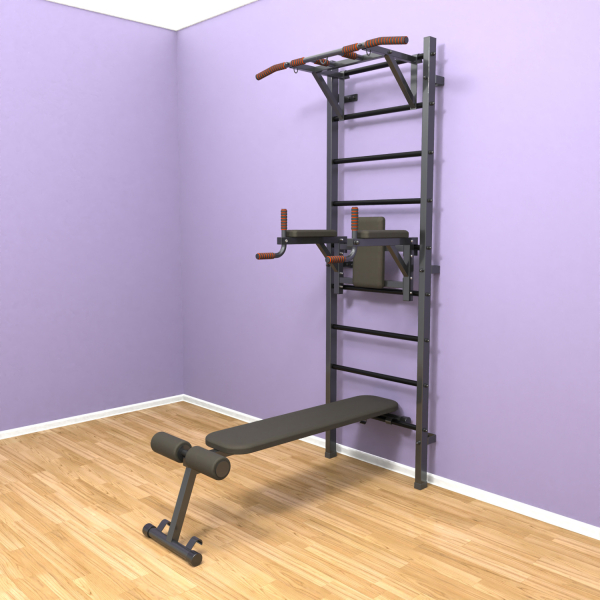 Шведская стенка «LittleSport» ПУ 3.0 Графит черные ступени