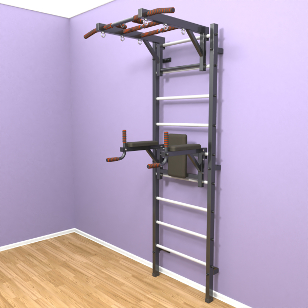 Шведская стенка «LittleSport» Л 2.0 Графит белые ступени