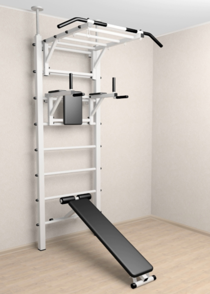 картинка Шведская стенка Sv Sport враспор (Турник рукоход/Брусья/Скамья) (высота 258-275 см)  724 от магазина Лазалка