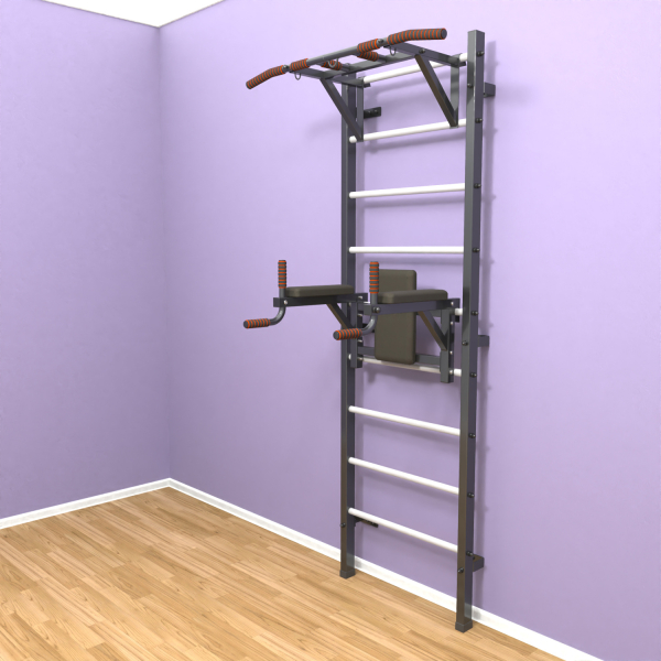 Шведская стенка «LittleSport» ПУ 2.0 Графит белые ступени