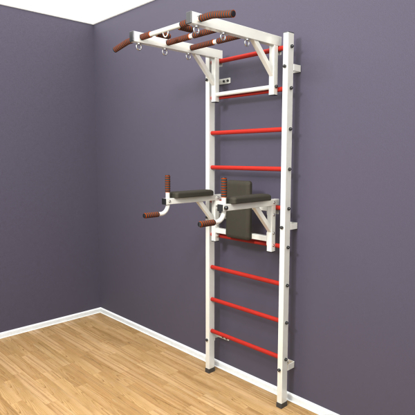 Шведская стенка «LittleSport» Л 2.0 Белый красные ступени