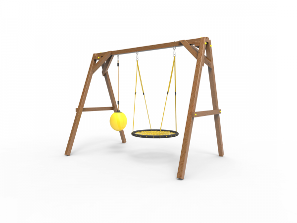 Деревянные качели Пикник 2 "Оптимус" (качели гнездо 1м + качели шар)