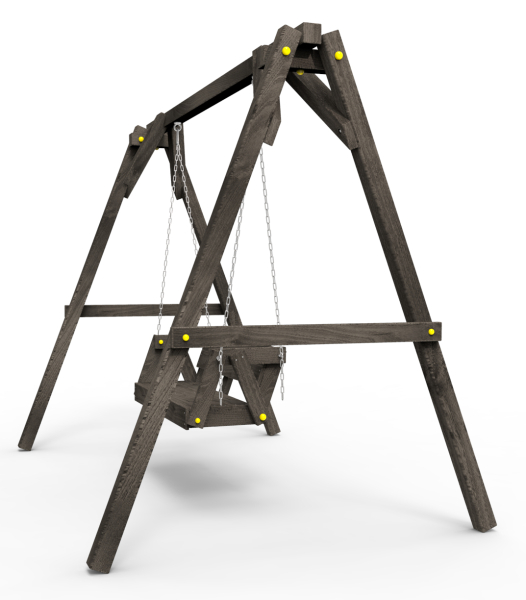 Деревянные качели Пикник 2 "Блэк" (диванчик на цепях)