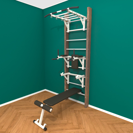 картинка Брашированная шведская стенка "Кастерли" Классик РБСШ (Белые ступени) от магазина Лазалка