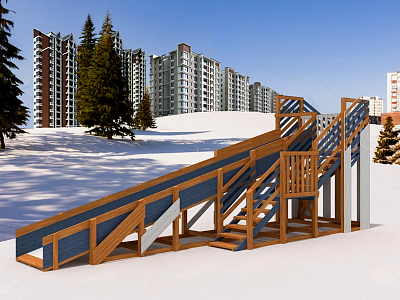 Зимняя горка "IgraGrad Snow Fox", скат 8 м мод.3