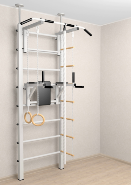 Шведская стенка Sv Sport враспор (Турник стандарт/Брусья/Канат/Кольца/Лестница) (высота 258-275см) 704