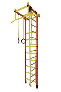 Детский спортивный уголок ДСК "Лидер-1" Г-образный (Красный/Жёлтый, до 3,2 м., Широкий хват, ПВХ, ПВХ)