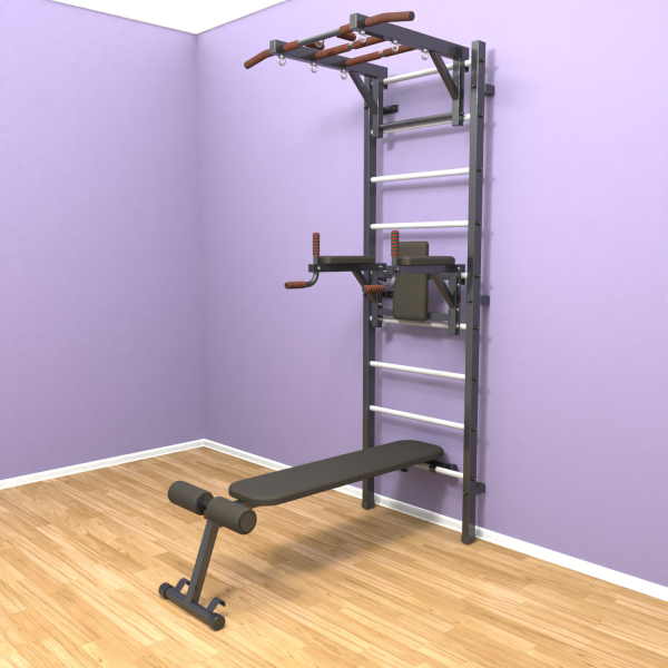 Шведская стенка «LittleSport» Л 3.0 Графит белые ступени