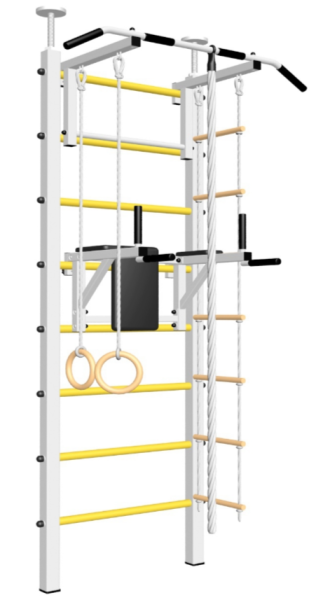 Шведская стенка Sv Sport враспор (Турник стандарт/Брусья/Канат/Кольца/Лестница) (высота 258-275см) 704