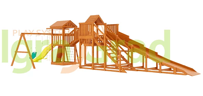 Детская деревянная зимняя горка IgraGrad Snow Fox 5,9 м + Панда Фани Gride