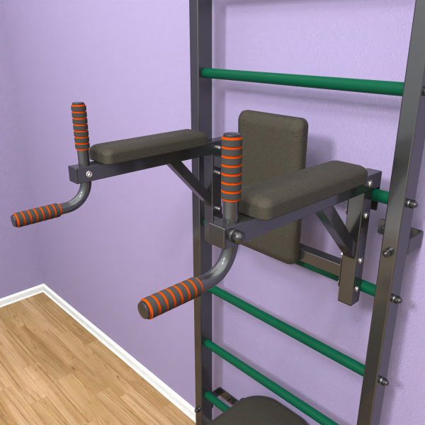 картинка Шведская стенка «LittleSport» ПУ 3.0 Графит зеленые ступени от магазина Лазалка